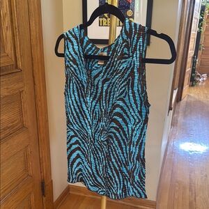 Blue and Brown Sleeveless Top Vintage